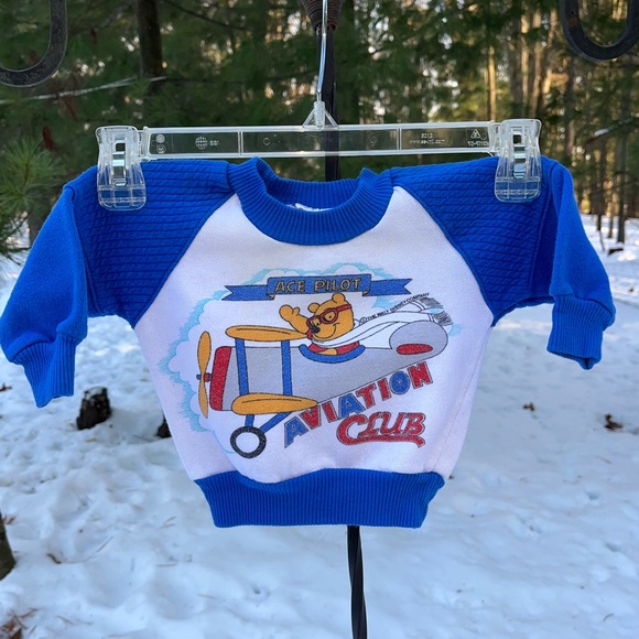 80s Set of 3 Kids Baby Disney Pooh Aviation Pilot Snoopy Sweatshirts - Picture 6 of 15